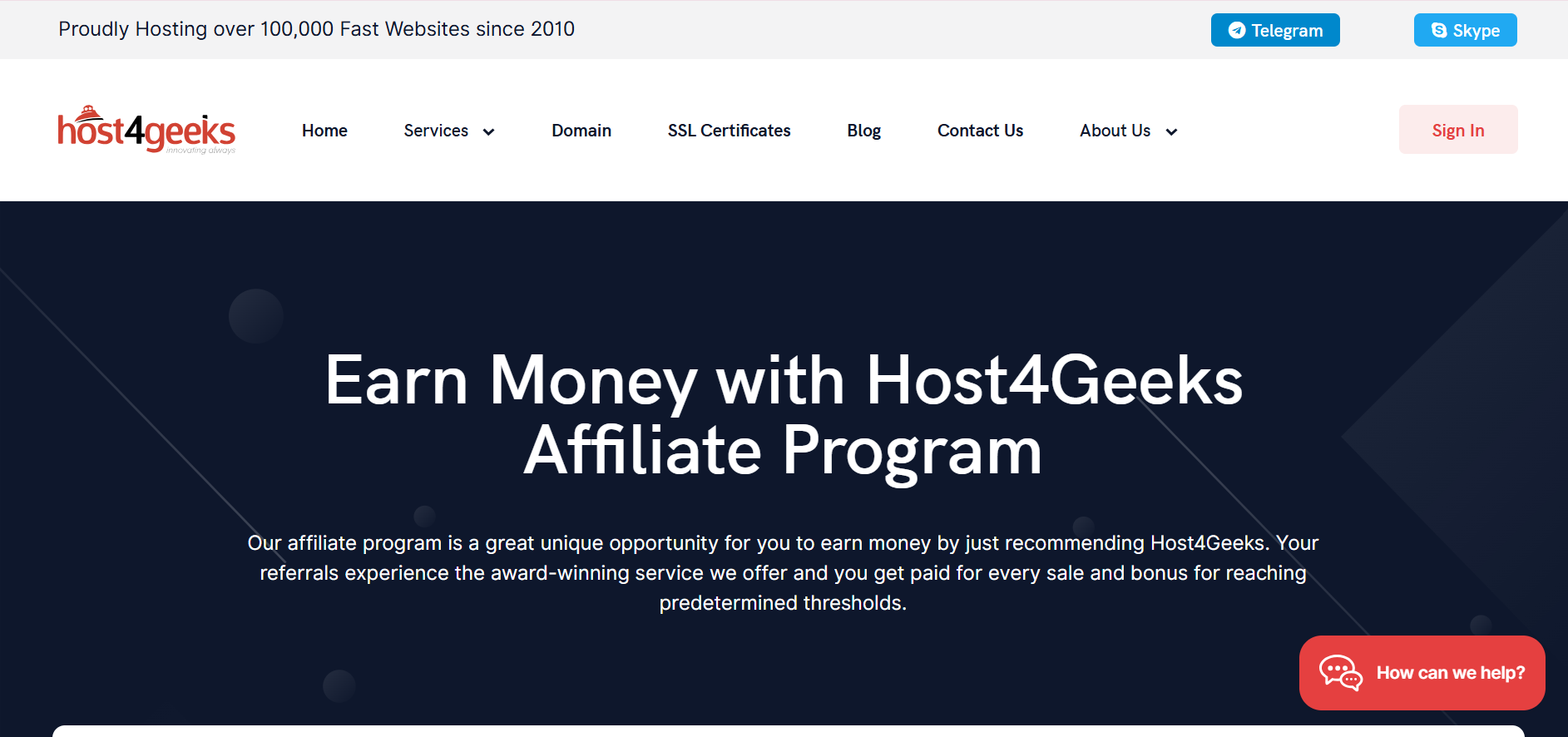 Host4Geeks Affiliate Program