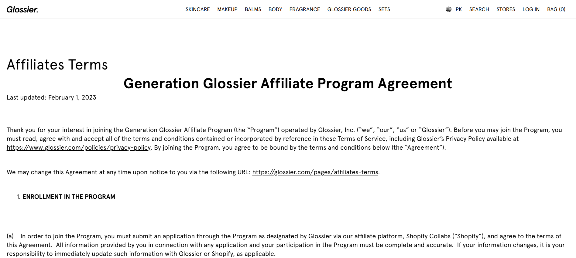 Glossier Affiliate Program