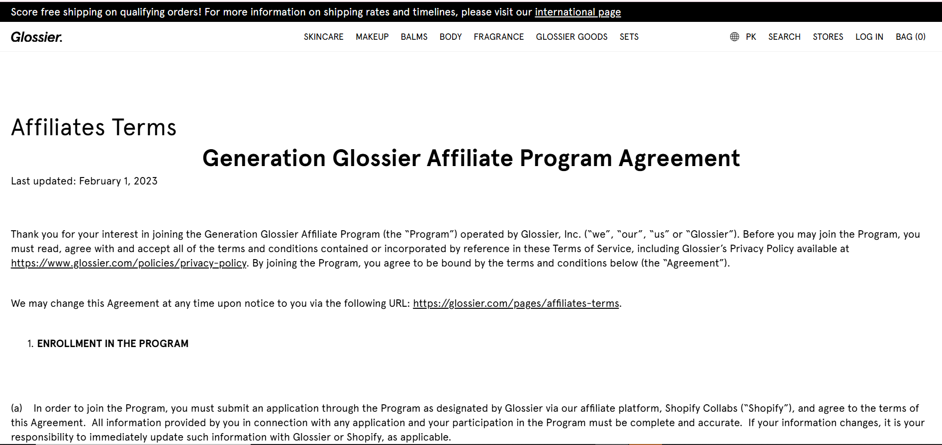 Glossier Affiliate Program