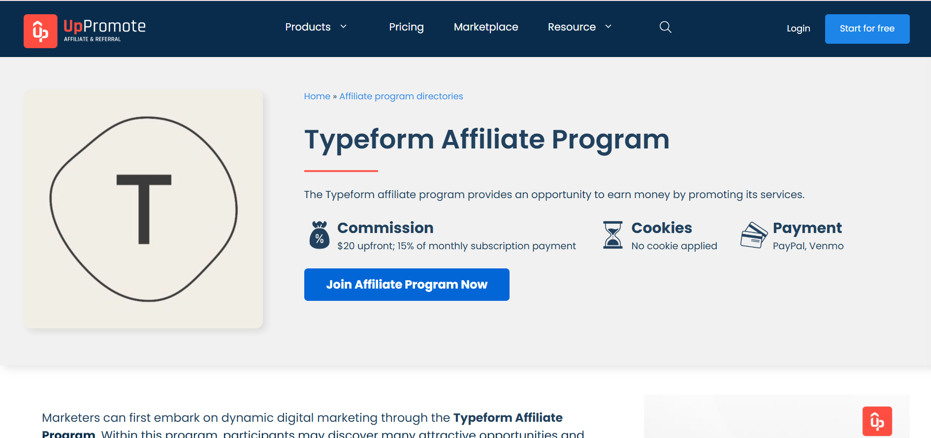 Typeform Affiliate Program