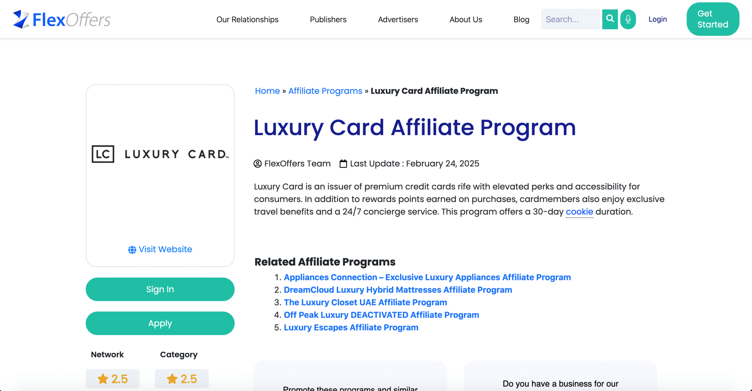 Luxury Card Affiliate Program